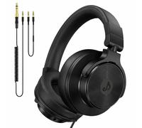 Rumoon Wired Over Ear Headphones, Studio Monitor & Mixing DJ Headphones with 50mm Neodymium Drivers and 1/4 to 3.5mm Jack for Guitar AMP Podcast Piano Keyboard (Black)