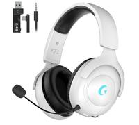 Rumoon Wireless Gaming Headset for PC PS5 PS4, 2.4GHz USB & Type-C & Bluetooth 5.3 Gaming Headphones with Mic, 3D Surround Sound, 45H Battery, Rotatable Wireless Headsets for Switch Laptop Mobile Mac