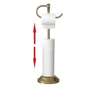 RUMOSE Toilet Paper Holder Stand for Floor,Antique Brass Adjustable (12.4" to 22.8") Bathroom Toilet Tissue Holder, Free Standing Paper Roll Holder with Storage, Stainless Steel