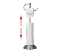 RUMOSE Toilet Paper Holder Stand for Floor, Brushed Nickel Adjustable (12.4" to 22.8") Bathroom Toilet Tissue Holder, Free Standing Toilet Paper Roll Holder with Storage, Stainless Steel