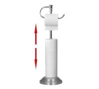 RUMOSE Toilet Paper Holder Stand for Floor, Polished Chrome Adjustable (12.4" to 22.8") Bathroom Toilet Tissue Holder, Free Standing Toilet Paper Roll Holder with Storage, Stainless Steel