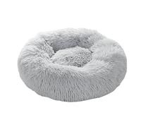 Rumplex Dog Bed Fluffy Cloud Doughnut Cushion Long Plush Round Washable Cute Warm Soft Pet Bed Cat Bed for Small Dogs Cats 40 x 40 cm (Grey)
