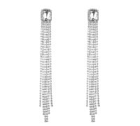 Rumtock Rhinestones Beads Stud Crystal Tassels Long Chain Earrings for Women Girls Wedding Bridal Sparkle Fringe Jewelry, S, Metal, No Gemstone
