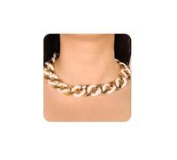 Rumtock White and Gold Cuban Link Choker Necklace for Women Vintage Chunky Chain Jewelry