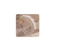 Rumtock White Flower Crystal Beads Crown Wedding Bridal Tiara Handmade Rhinestones Petal Hair Piece Special Occasion Banquet Jewelry (Gold)
