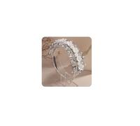 Rumtock White Flower Crystal Beads Crown Wedding Bridal Tiara Handmade Rhinestones Petal Hair Piece Special Occasion Banquet Jewelry (Silver)