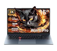 Rumtuk 16" 3K Business and Student Laptop, 512GB NVME SSD 16GB RAM, Win 11 Pro with Office 2024, in tel 4-Core Up to 3.6GHz, Fingerprint, Backlit KB, Webcam, HDMI, USB-C, RJ45, Long Battery Life