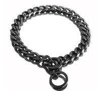 RUMYPET Black Dog Chain Collar 11mm/15mm/19mm Cuban Link Chain Dog Collar Chew Proof Dog Chain Collar Walking Training for Small Medium Large Dogs 12-26inch(19mm,12inch)