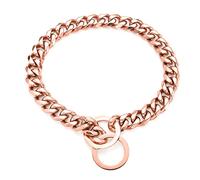 RUMYPET Rose Gold Dog Chain Collar 11mm/15mm/19mm Stainless Steel Cuban Link Chain Collar for Small Medium Large Dogs(15mm,26inch)