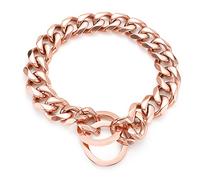 RUMYPET Rose Gold Dog Chain Collar 11mm/15mm/19mm Stainless Steel Cuban Link Chain Collar for Small Medium Large Dogs(19mm,16inch)