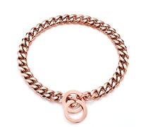 RUMYPET Rose Gold Dog Chain Collar 11mm/15mm/19mm Stainless Steel Cuban Link Chain Collar for Small Medium Large Dogs(11mm,14inch)