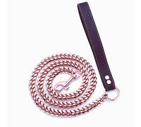 RUMYPET Rose Gold Dog Chain Leash 10MM 14MM Curb Cuban Link Chain Dog Leash Strong Chew Proof Stainless Steel Leash 3FT/4FT/5FT for Small Medium Large Dogs(14mm,5ft)