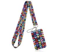 Rumyve 1 Piece Badge Holders with ID Lanyards - Variety of Patterns - Durable PVC Material - 45cm Lanyard Length(Colorful Heart)