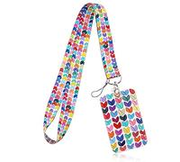 Rumyve 1 Piece Badge Holders with ID Lanyards - Variety of Patterns - Durable PVC Material - 45cm Lanyard Length(Colorful Heart)
