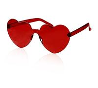 Rumyve 1 Piece Heart Shape Sunglasses - Womens Fashion Multicolor Rimless Heart-shaped Glasses Ladies Shades