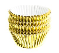 Rumyve 100 Pcs Disposable Baking Cups,Foil Metallic Cupcake Cases,Muffin Liners for Christmas Birthday Wedding Holiday Party(Gold)