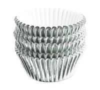 Rumyve 100 Pcs Disposable Baking Cups,Foil Metallic Cupcake Cases,Muffin Liners for Christmas Birthday Wedding Holiday Party(Silver)