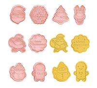 Rumyve 10Pcs 3D Cartoon Cookie Cutters,Plastic Pressable Biscuit Cutters, Tree Shapes Baking Set for DIY Holiday Party Baking(Style A)