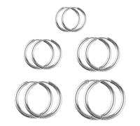 Rumyve 10pcs Stainless Steel Hoop Earrings,Silver Cartilage Nose Lip Rings,Piercing Jewellery Tiny Hoop Hinged Sleeper Earrings 8/10/12/14/16MM