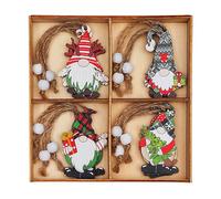 Rumyve 12 Pcs Christmas Decorations - Colorful Wooden Gnome Pendants for Tree, Festive Hanging Ornaments, Holiday Gnome Crafts, Party Decor, Children's (Style A)