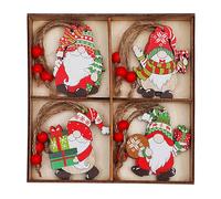 Rumyve 12 Pcs Christmas Decorations - Colorful Wooden Gnome Pendants for Tree, Festive Hanging Ornaments, Holiday Gnome Crafts, Party Decor, Children's (Style B)