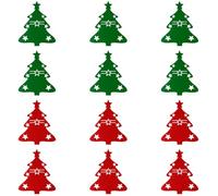 Rumyve 12pcs Christmas Cutlery Holders,Red Green Felt Xmas Tree Cutlery Pouch Bag,Tree Shaped Display Stand for Christmas Party Holiday Table Decorations