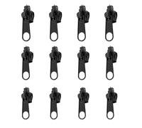 Rumyve 12Pcs Fix Zip Puller,Detachable Plastic Zipper Head,Zipper Pull Repair Kit for Jacket Coat Suitcase Clothes Zip Slider Replacement(Black)