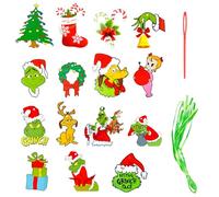 Rumyve 15pcs Christmas Hanging Ornaments,Grinch Pendants,Cute Paper Cutouts Hanging Sign Decor for Hanging on Xmas Tree, Winter Holiday Party Supplies