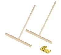 Rumyve 2 Pcs Pancake Spreaders - T-Shaped Natural Wood Crepe Pan Kitchen Tools 4.7x6.3 inches