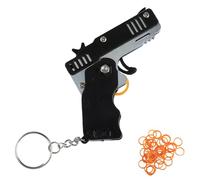 Rumyve 2 Set Mini Metal Burst Collapsible Rubber Band Gun Toy,Portable Rubber Belt Gun,with 120 Pcs Soft Elastic Rubber Bands for Teens Adults Shooting Outdoor