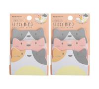 Rumyve 2 Sets Cat Sticky Notes,Cute Self-Stick Cartoon Animal Shape Note,Cat Shaped Memo Pads,Paper Clips Tab Supplies Markers Flags for Students Home Office Gifts(90 Sheets)