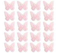 Rumyve 20pcs Fabric Butterfly Decorations,Butterfly Embroidered Lace Trim,Double Layers Organza Butterfly Lace Fabric for Wedding Bride Hair Accessories