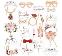 Rumyve 23 Pcs Rose Gold Wedding Engagement Bachelorette Party Photobooth Props