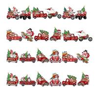 Rumyve 24pcs Vintage Santa Claus Wood Hanging Signs Pendant,Christmas Tree Gnome Hanging Decorations,Mini Santa Doll Craft Xmas Tree Decor Party Supplies(Style B)