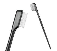 Rumyve 2Pcs Brow Groomers & Lash Combs - Fine Tooth Steel Needle Eyebrow Brush and Eyelash Separator Makeup Tool for Women and Girls (Black)