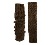 Rumyve 2pcs Leg Warmers,Crocheted Winter Knee Warmers,Winter Knitted Warm Socks Exercise Stretch Knee High Women's Leg Warmers(Brown)
