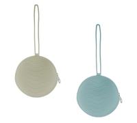 Rumyve 2pcs Silicone Pacifier Holder Pod,Silicone Pacifier Storage Case,Dummy Storage Box,Portable Soother Pods for Baby,Travel,Home(Grey&Blue)