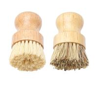 Rumyve 2Pcs Wood Dish Brushes,Kitchen Cleaning Scrubbing Brushes,Soft Plant Fibre Bristle Wooden Dish Brush Set for Home Kitchen Washing Dishes Pots Pans Sink