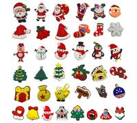 Rumyve 38Pcs Christmas Croc Charms - Assorted Shoe Decorations for Crocs, Clogs, Sandals, and Bracelets - Santa Claus, Snowman, Festive Designs - Perfect for Parties and Gifts