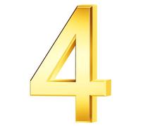 Rumyve 3D Gold Waterproof House Number Self-Adhesive, Mailbox Number Street Address Number for Number 0-9 Floating House Door, Residential Apartment Office Hotel(4)