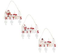 Rumyve 3pcs Merry Christmas Sign Set, Wooden Christmas Decorations, Santa Ornaments, Hanging Sign for Outdoor Indoor Wall and Christmas Tree