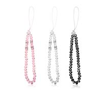 Rumyve 3Pcs Mobile Phone Charms - Sparkling Crystal Bead Phone Lanyards for Girls and Ladies