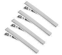 RUMYVE 4 Pcs Men's Tie Clips - Set of 4 Silver-Tone Tie Bars