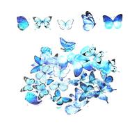 Rumyve 40pcs Vintage Butterfly Stickers - Self-Adhesive Decoration for Scrapbook, DIY Crafts, Notebook (Blue)