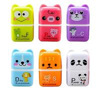 Rumyve 6 PCS Cube Erasers - Cute Animal Pencil Erasers with Creative Cartoon Pencil Sharpener - School and Office Stationery Supplies