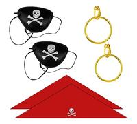 Rumyve 6 PCS Fierce Pirate Captain Dress-up Accessories Set - Bandana, Eye Patch, Gold Earrings, Costume Party Supplies