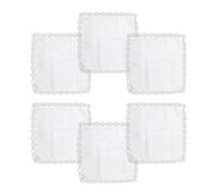 Rumyve 6pcs 100% Cotton Pure White Handkerchiefs, Vintage Lace, Women's Solid White Handkerchiefs for Bridal Wedding