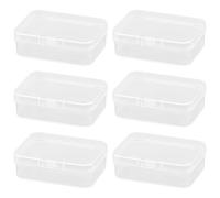 Rumyve 6Pcs Clear Plastic Storage Boxes with Lids - Mini Rectangular Containers for Beads, Business Cards, Pills, and Small Items(6.5 * 4.5 * 2 cm)