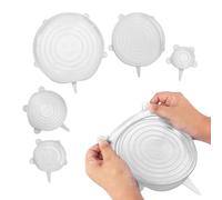 Rumyve 6pcs Silicone Stretching Lid - Universal Silicone Cat and Dog Can Lid, 6 Sizes (White)