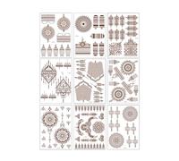 Rumyve 9pcs Brown Red Waterproof Temporary Tattoo Kit - Fake Lace Mandala Stickers, Indian Design